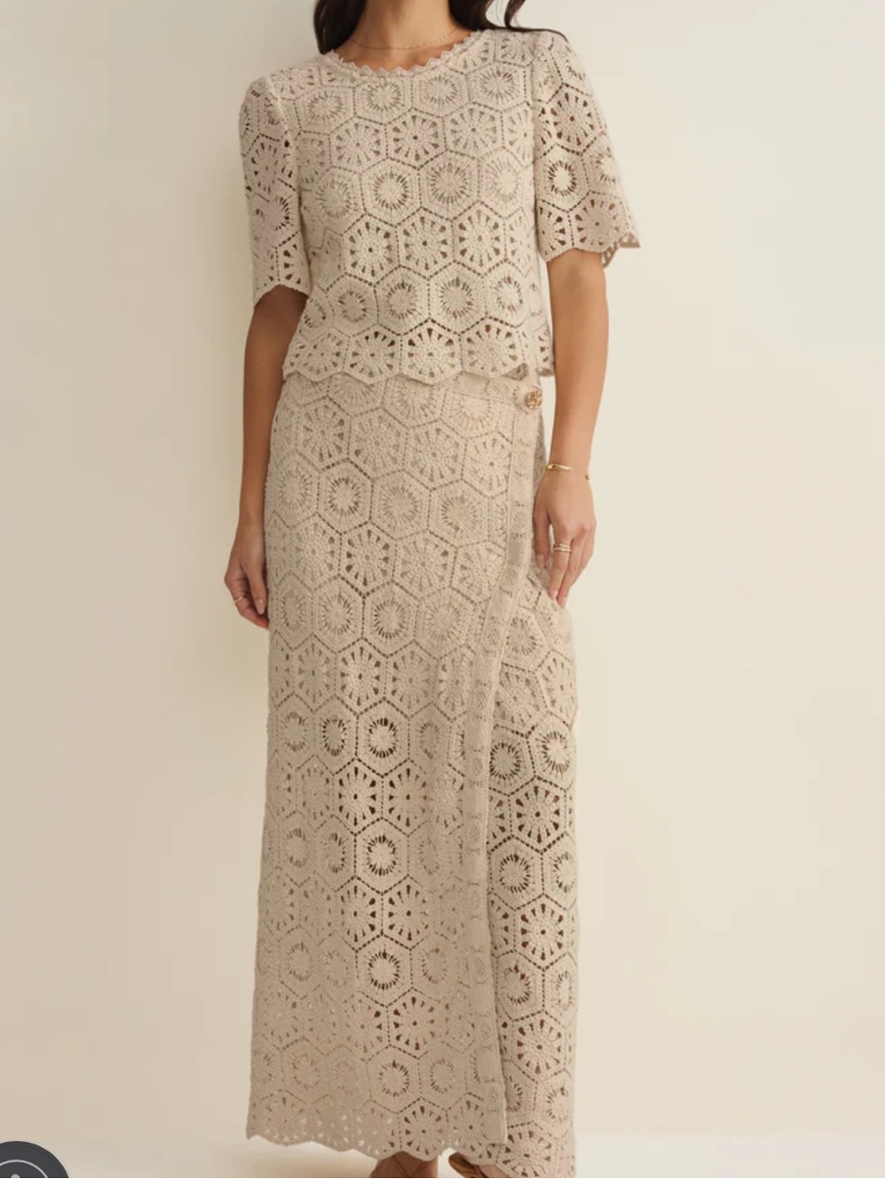 Z Supply Crochet Maxi Skirt Set in Beige
Raquel lace skirt and top